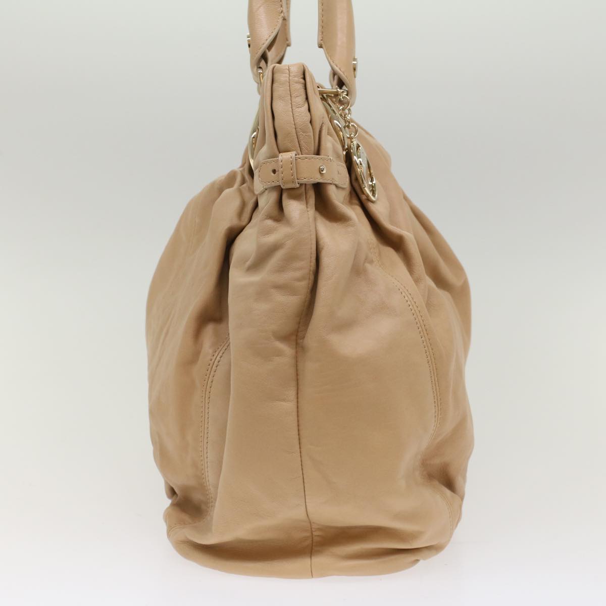 Luxury CELINE Shoulder Bag Leather Beige 7176