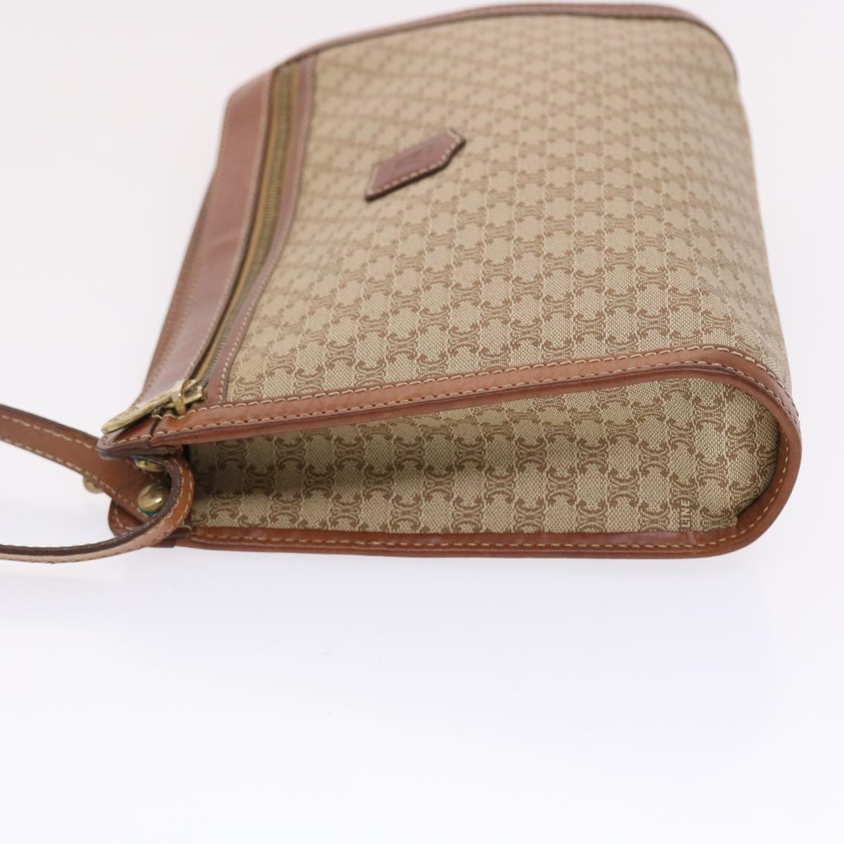 Luxury CELINE Macadam Canvas Clutch Bag PVC Leather Beige Brown 7213