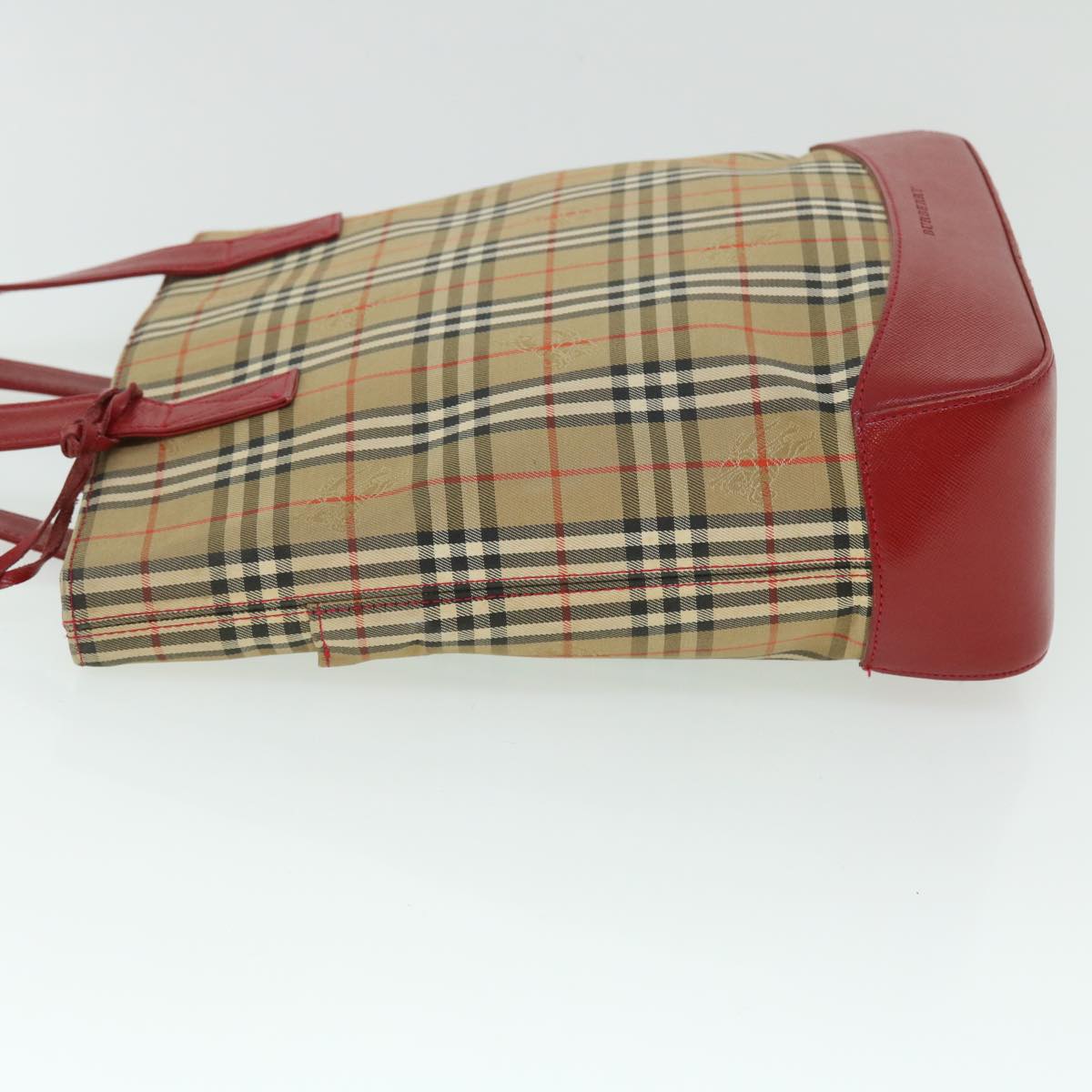Luxury Burberry Nova Check Tote Bag Canvas Leather Red Beige black Auth bs8128