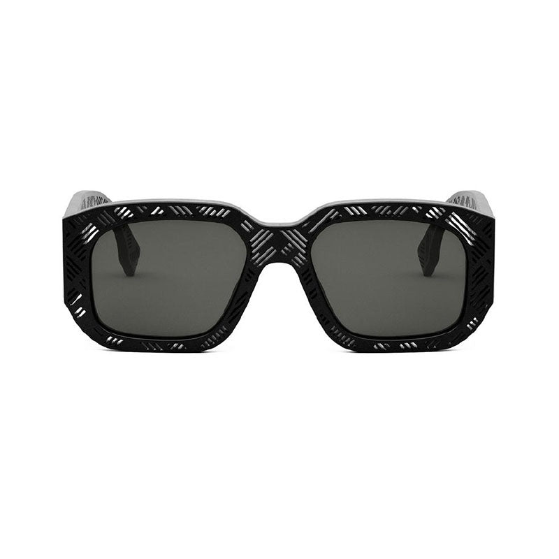 Fendi Sunglasses Square Full Rim, Matte Black Frame and Smoke Lens FE40113I02A