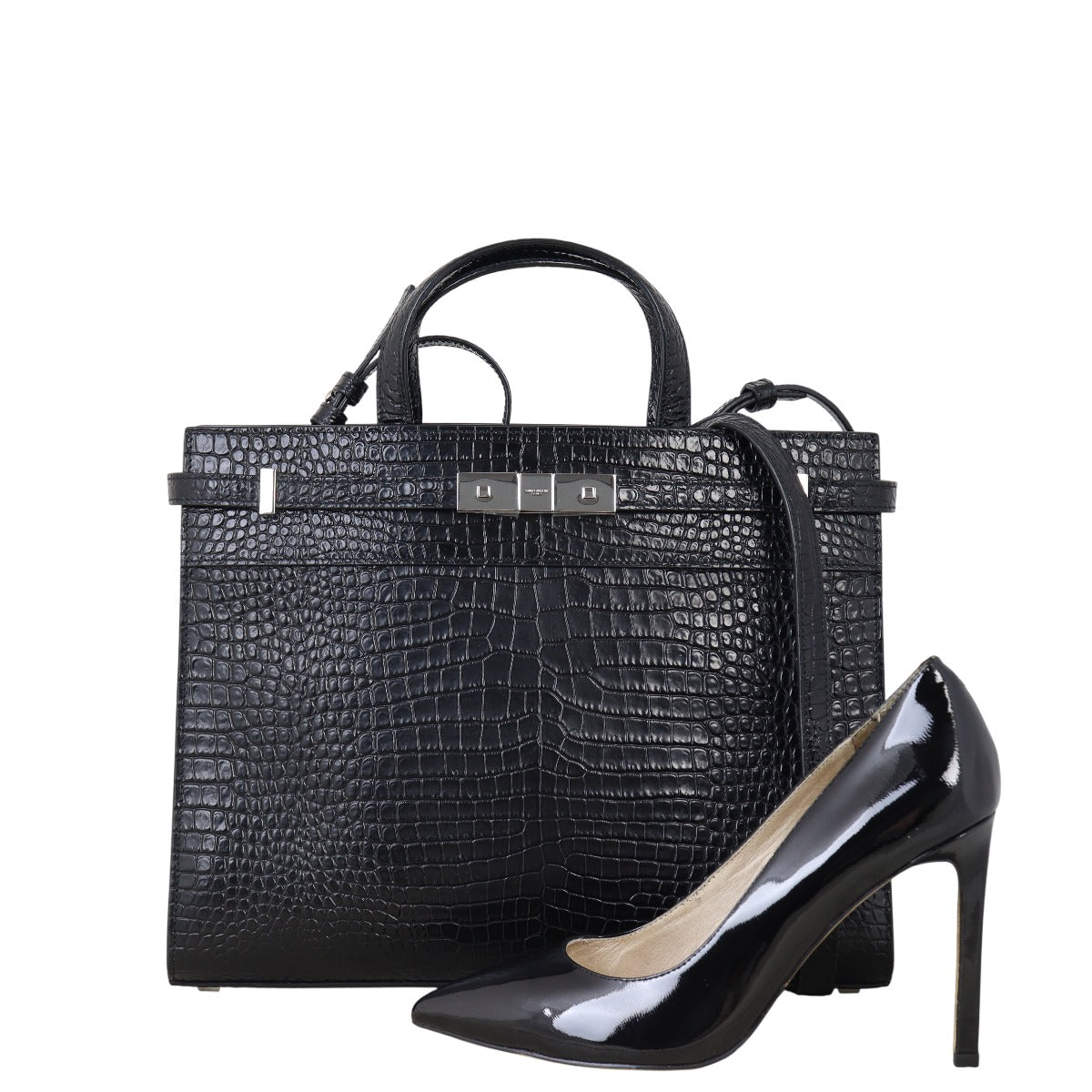 Saint Laurent Manhattan Tote Medium Croc Embossed