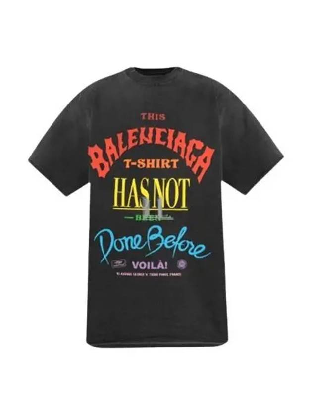 Luxury Balenciaga Trending 2026 Slogan Print Oversized Short Sleeve T-Shirt Black