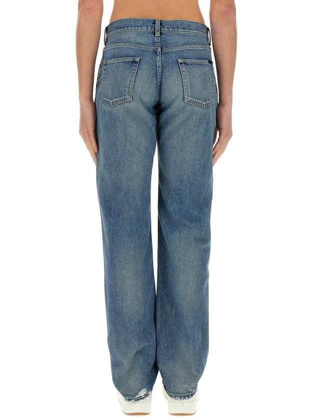Luxury Saint Laurent Trending 2025 Cotton Straight Leg Jeans Blue