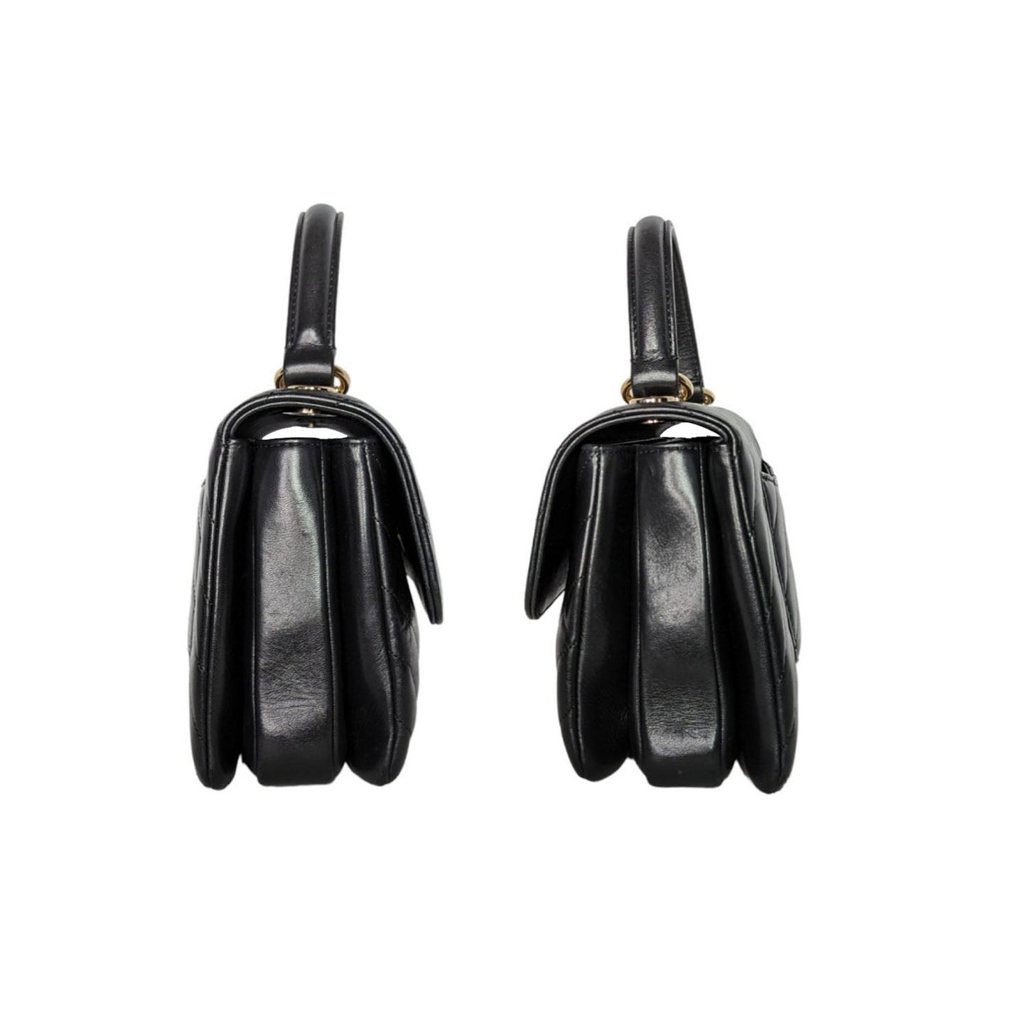 Chanel Black Trendy CC Chevron Top Handle Flap Bag