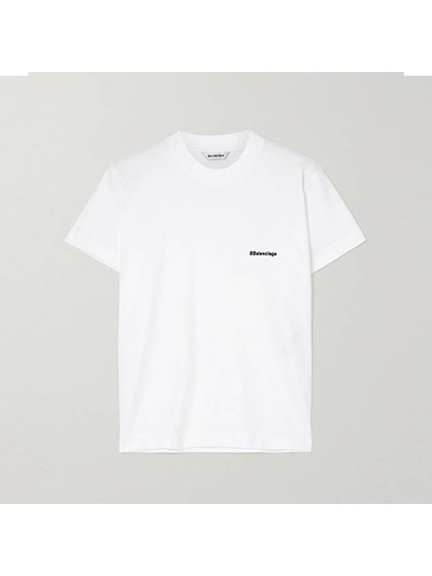 Luxury Balenciaga Trending 2026 Embroidered BB Logo Short-Sleeved T-Shirt White