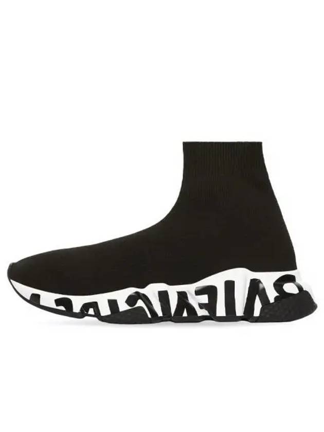 Luxury Balenciaga Trending 2026 Speedrunner Graffiti Logo Sole High Top Sneakers Black