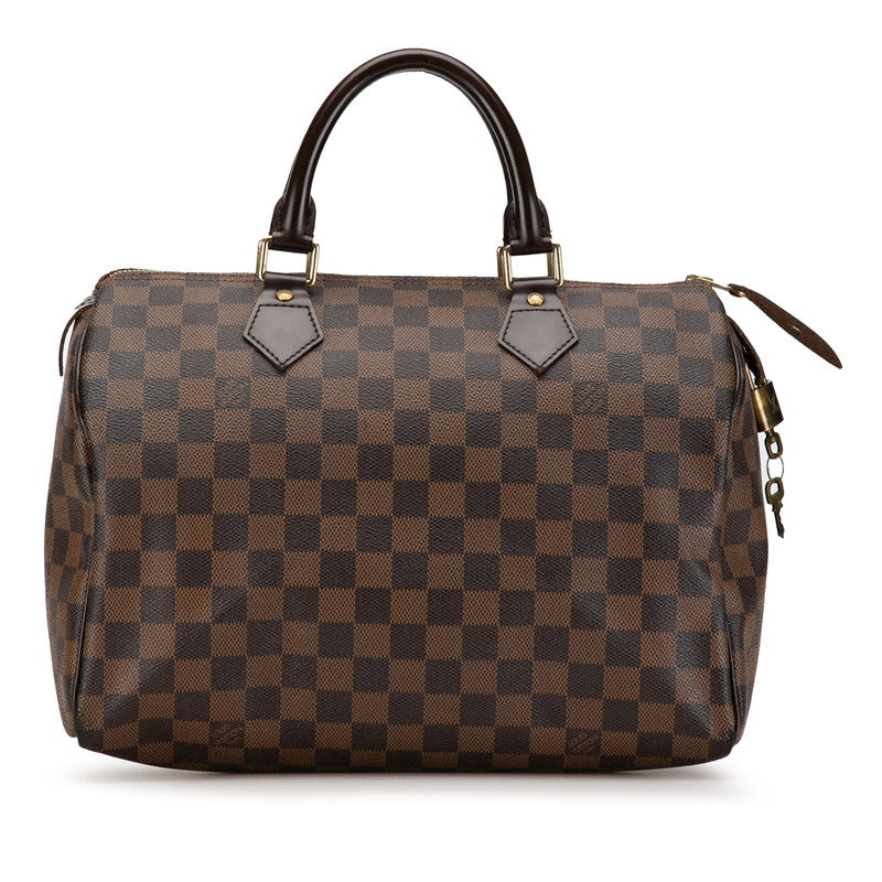 Louis Vuitton Damier Speedy 30 Handbag Mini Boston Bag N41531 Eve Brown PVC Leather Louis Vuitton