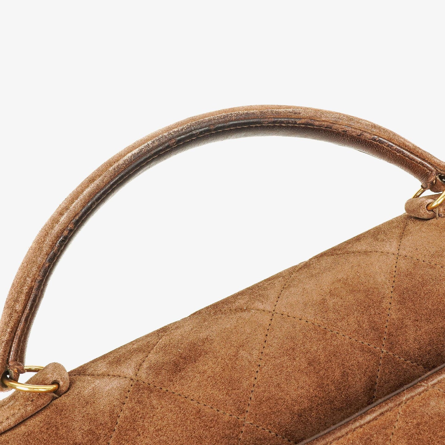 Chanel CC Logo Brown Suede Top Handle