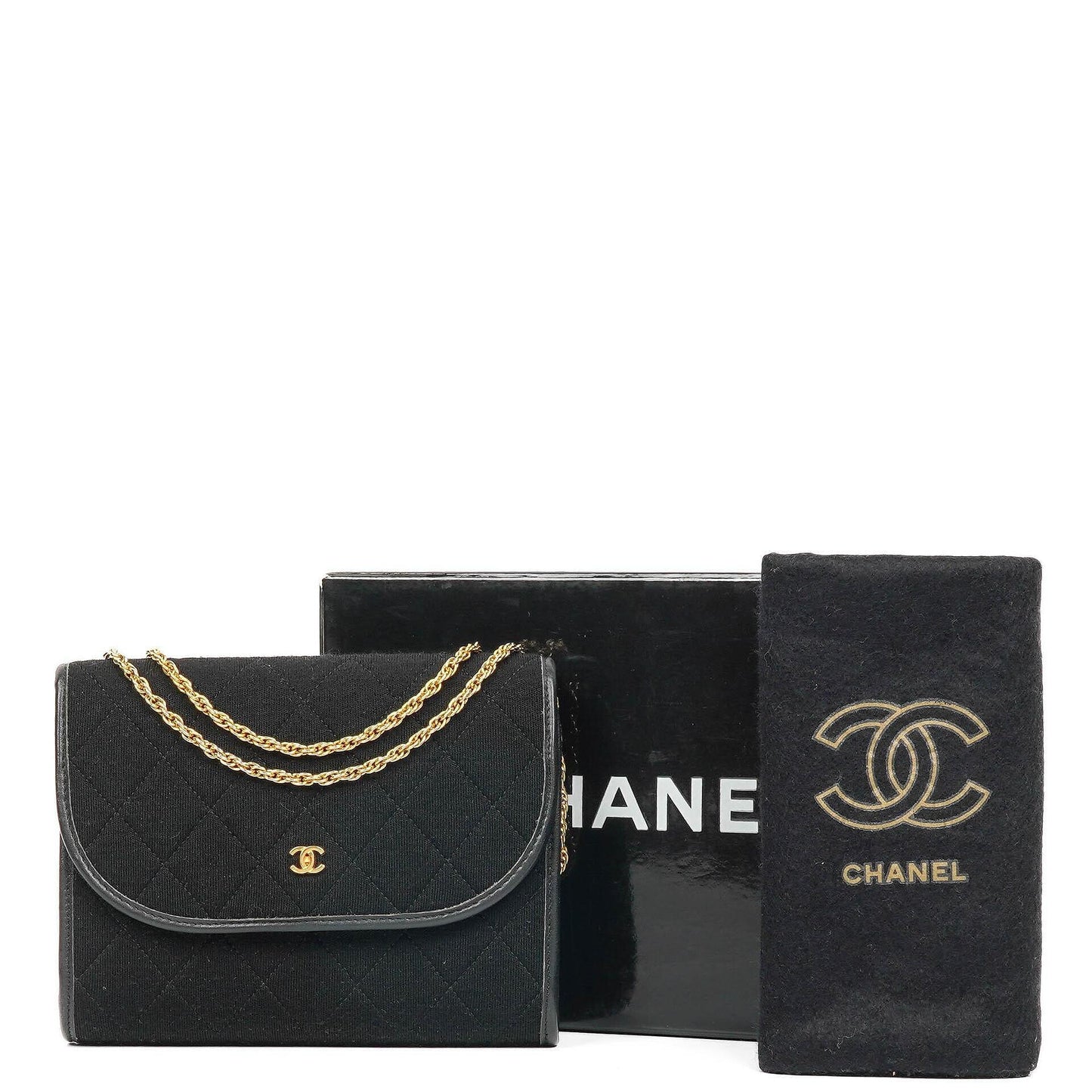 Chanel Classic Jursey Single Flap Bag Wallet on Chain With 24K Gold-Plated Hardware