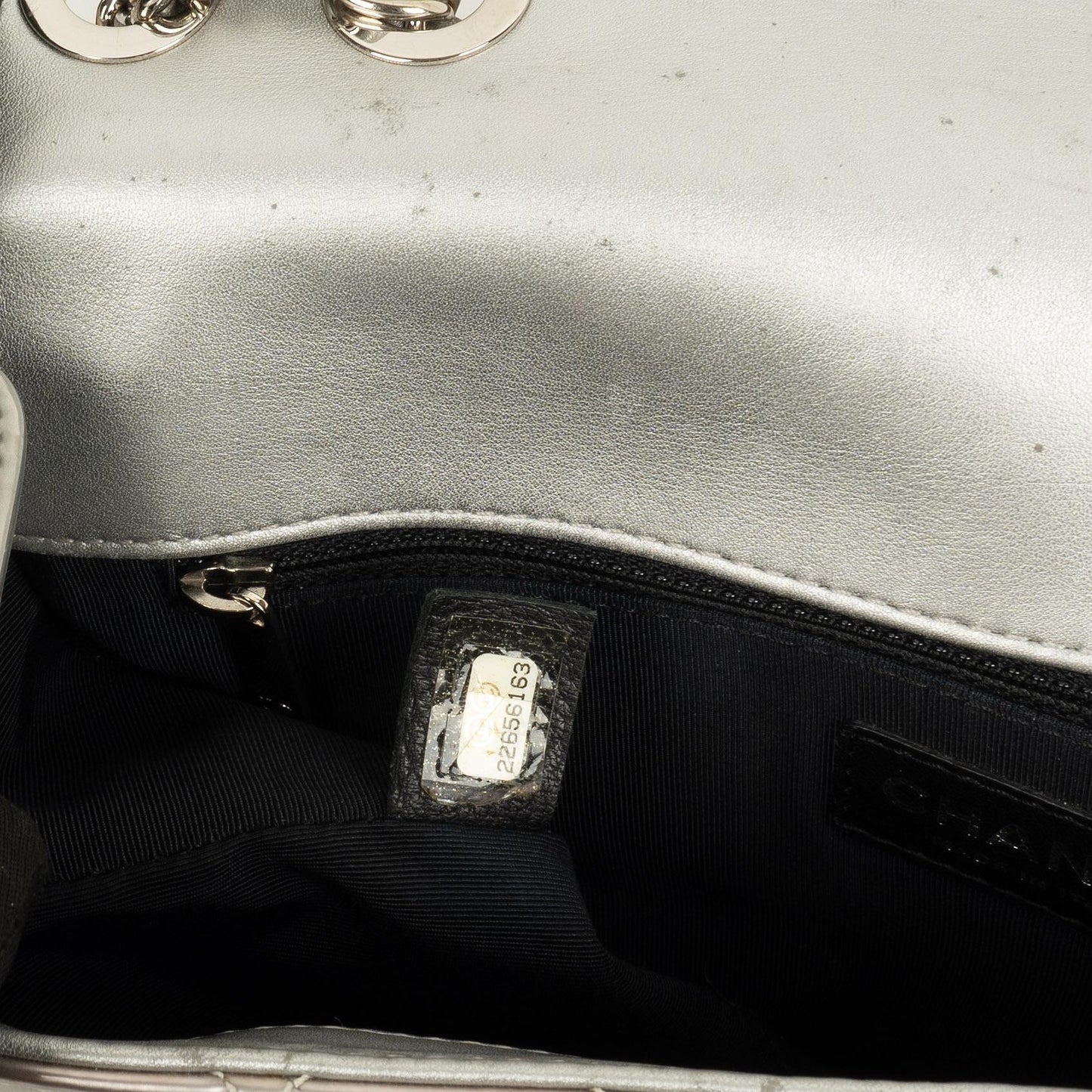 Chanel Coco Boy Flap Bag Silver Quilted Patent Leather