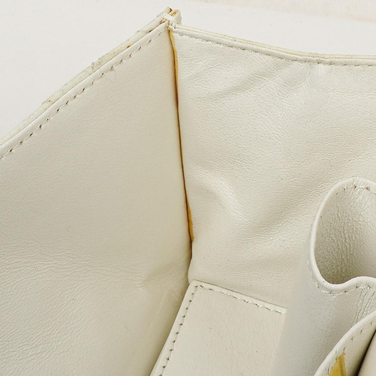 Chanel Evening Star East West White Quilted Patent Leather Flap Bag