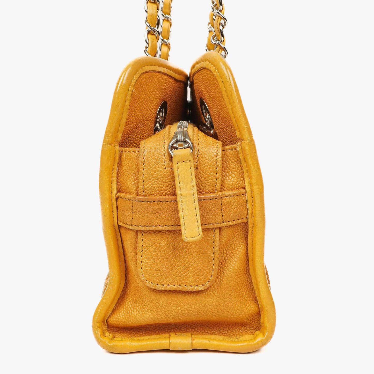 Chanel French Riviera Ocher Quilted Caviar Leather Shopping Tote Bag