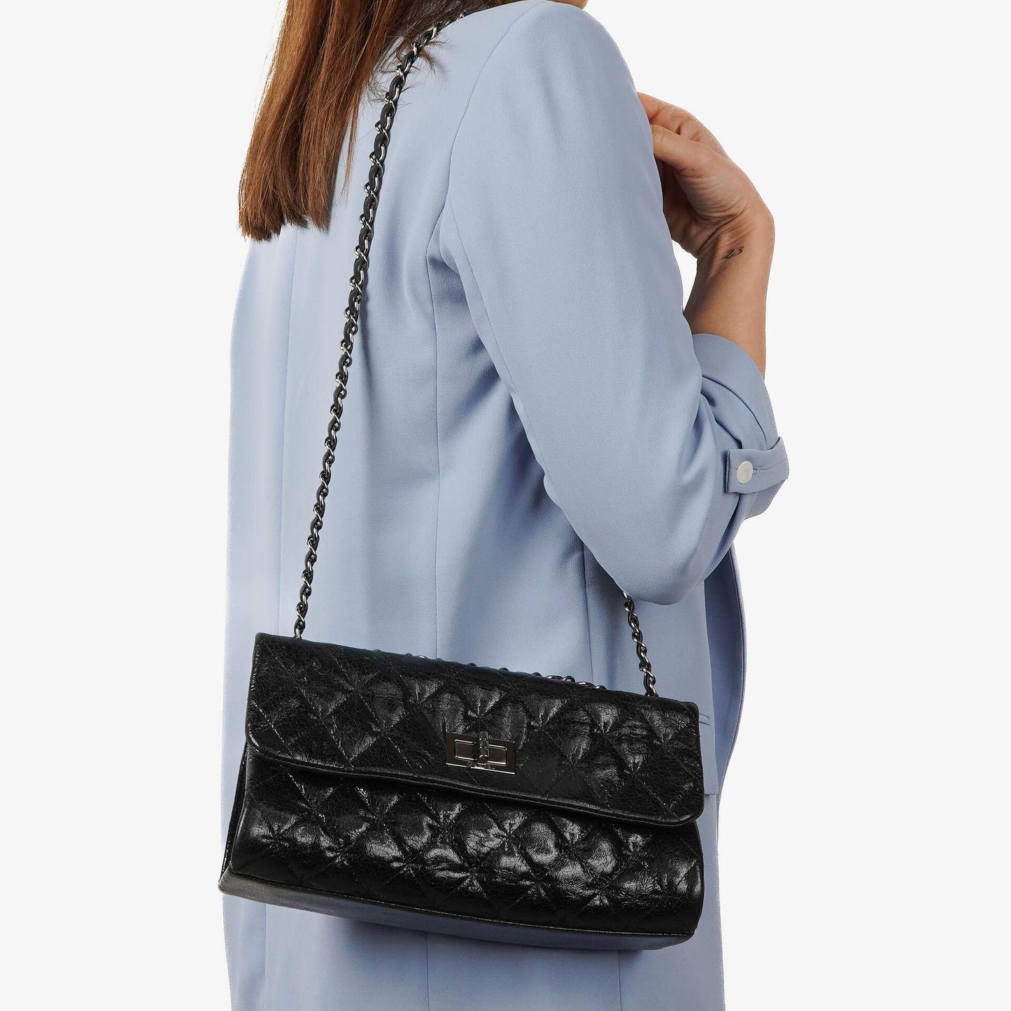 Chanel Mademoiselle Flap Bag In Glazed Crackled Calfskin And Silver-Tone Hardware