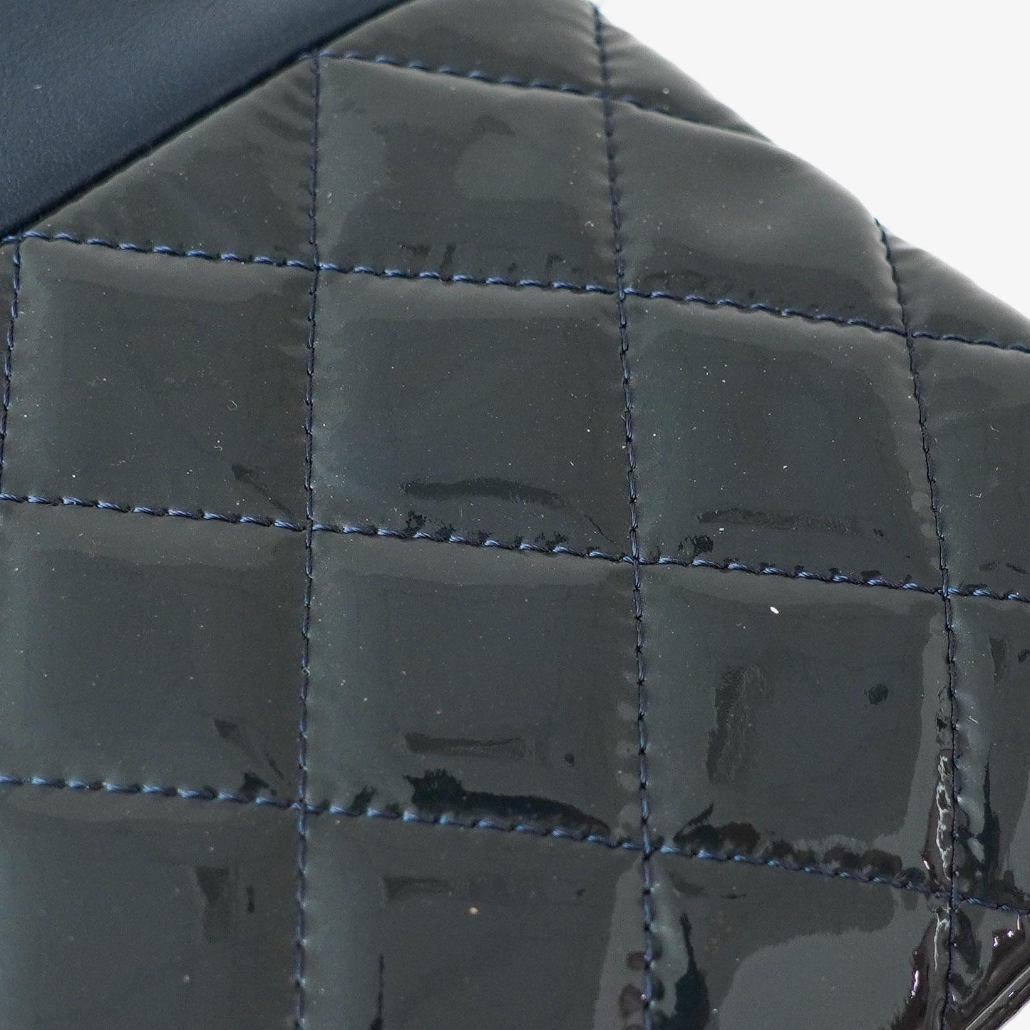Chanel Navy Lambskin And Olive Green Quilted Patent Leather Large Cosmetic Case, 2014