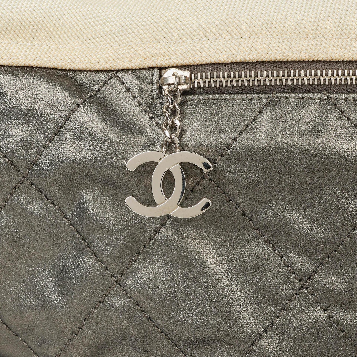 Chanel Paris-Biarritz Silver and Cream Large Hobo Bag