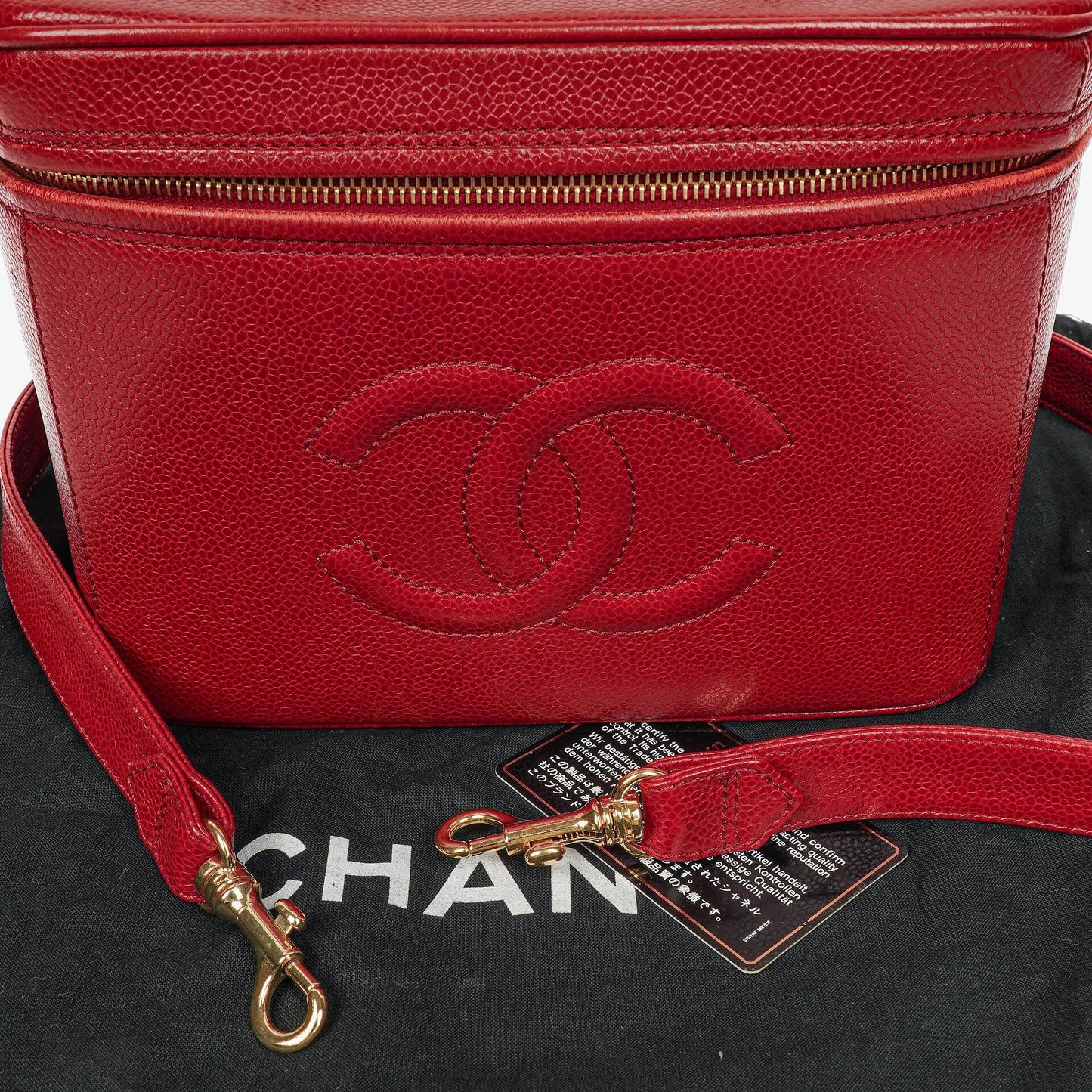 Chanel Red Caviar Leather Vanity Case