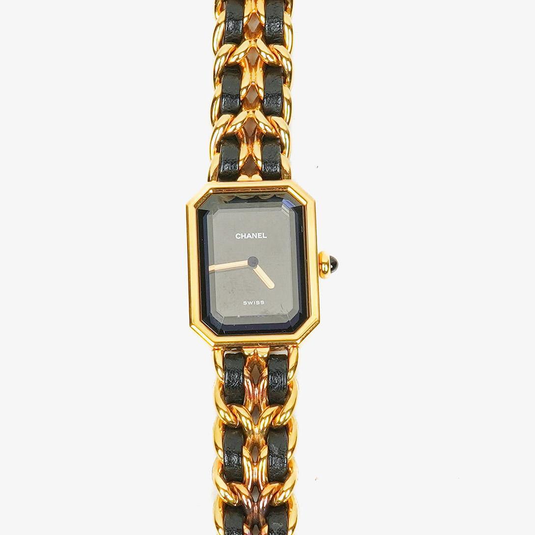 Chanel Stainless Steel Lambskin 20mm Chain Premiere Quartz Watch Gold L