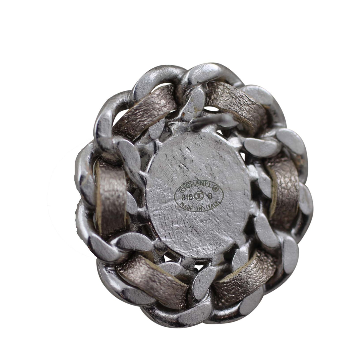Chanel CC Leather Woven Chain Earrings