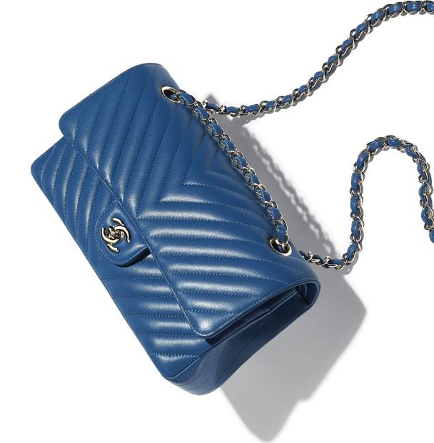 Chanel Classic Clutch With Chain CWC Caviar Blue SiLouis Vuittoner-Toned