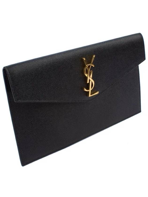 Luxury Saint Laurent Trending 2025 Uptown Grain de Poudre Embossed Leather Clutch Bag Black