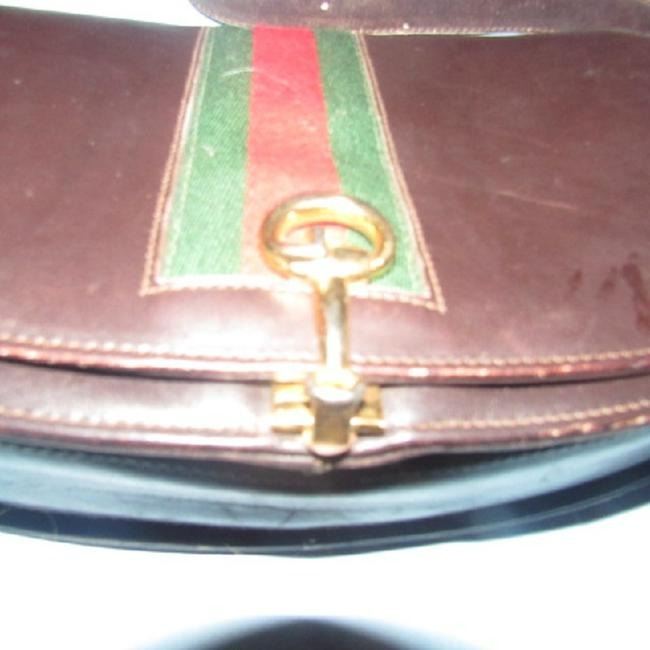 Gucci Envelope Saddle Leather Canvas Shoulder Bag