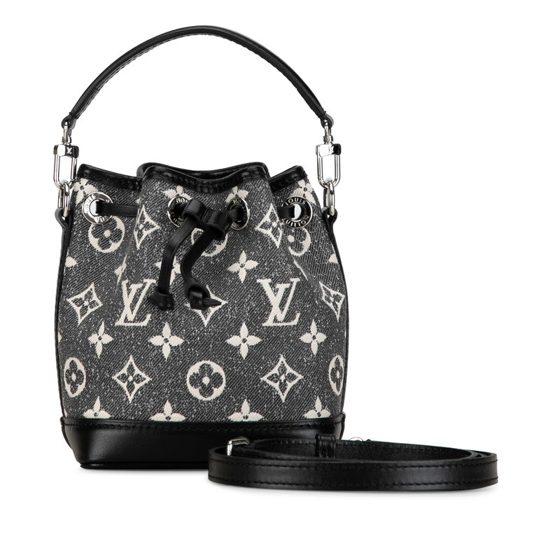 Louis Vuitton Monogram Nanoe Handbag 2WAY M46449 Gr Black Denim Leather Louis Vuitton