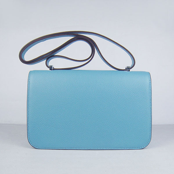 Luxury Hermes calf Leather Message Bag H020 light blue silver