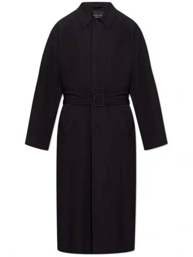 Luxury Balenciaga Trending 2026 Belted Maxi Trench Coat Black