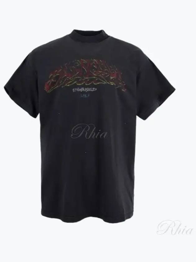 Luxury Balenciaga Trending 2026 Offshore Oversized Short Sleeve T-Shirt Black Faded