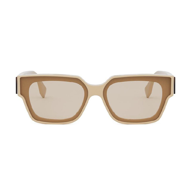 Fendi Sunglasses Square Full Rim, Beige Frame and Brown Lens FE40099I57E