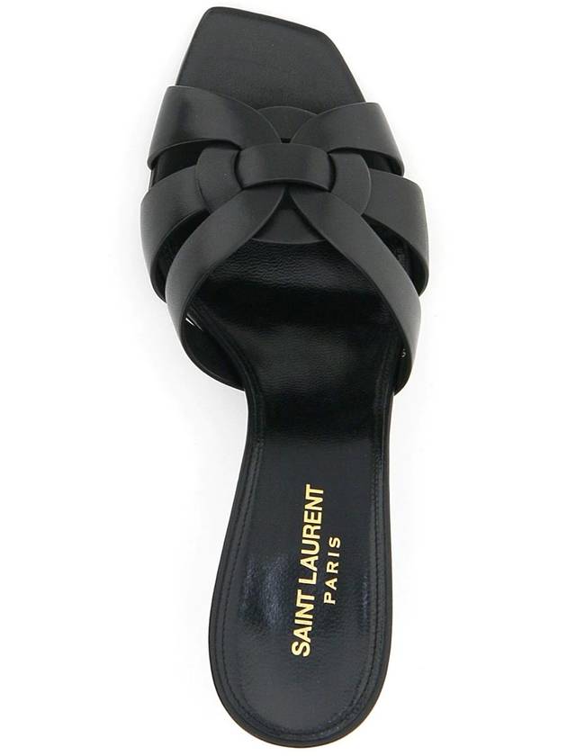 Luxury Saint Laurent Trending 2025 Tribute Leather Sandal Heels Black