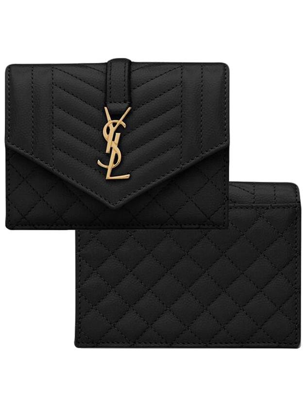 Luxury Saint Laurent Trending 2025 Matelasse Monogram Card Wallet Black