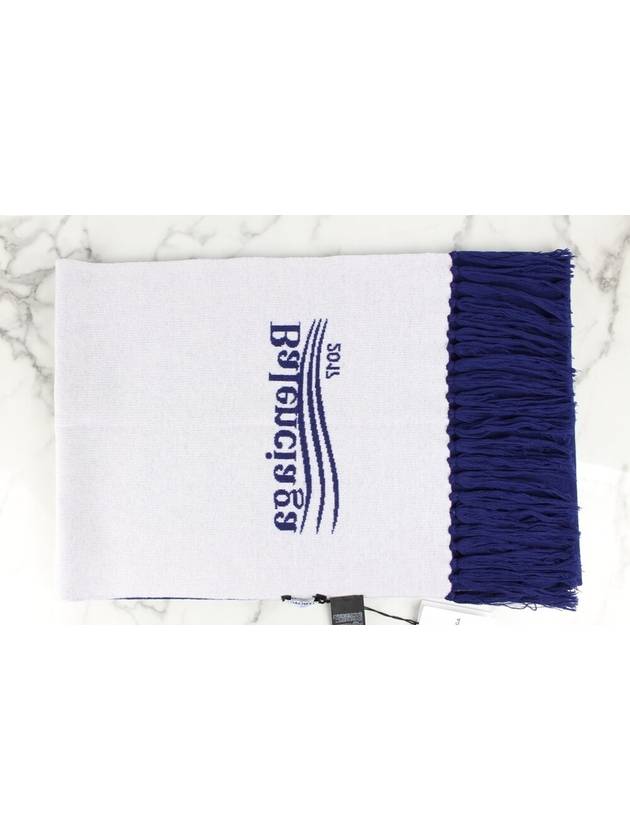 Luxury Balenciaga Trending 2026 Wave logo wool muffler blue