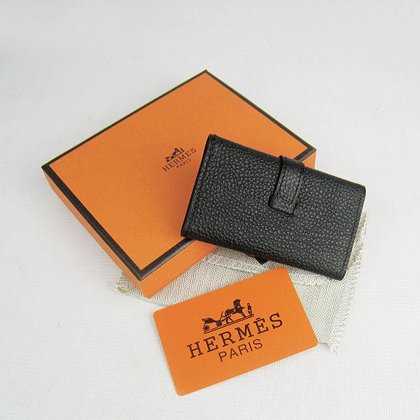 Luxury Hermes Wallet H022 Accessory Cow Leather Black
