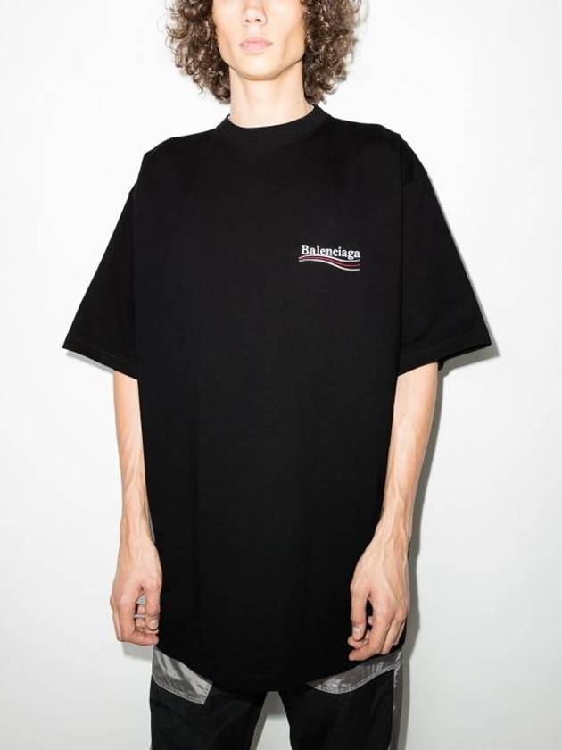 Luxury Balenciaga Trending 2026 Political Campaign Large Fit Short Sleeve T-Shirt Black