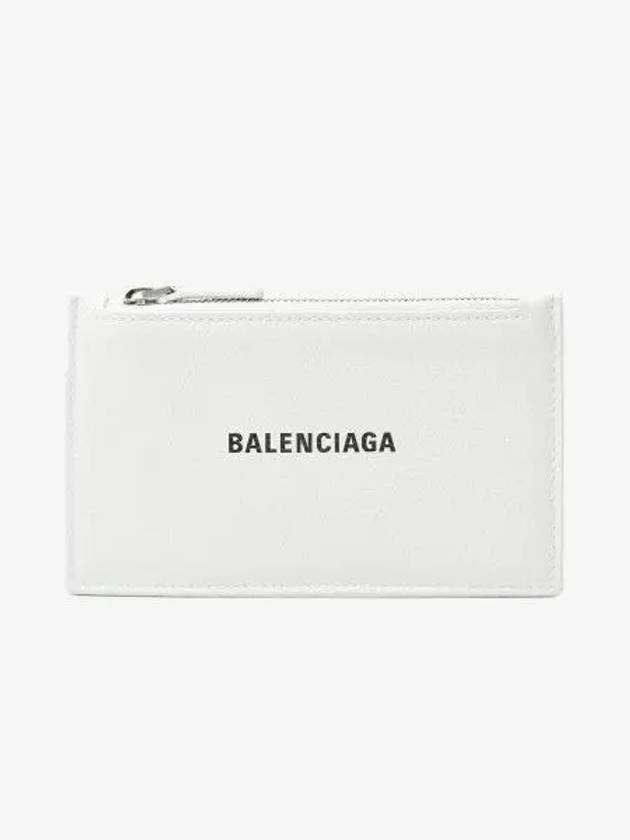 Luxury Balenciaga Trending 2026 Logo Print Zipper Card Wallet White