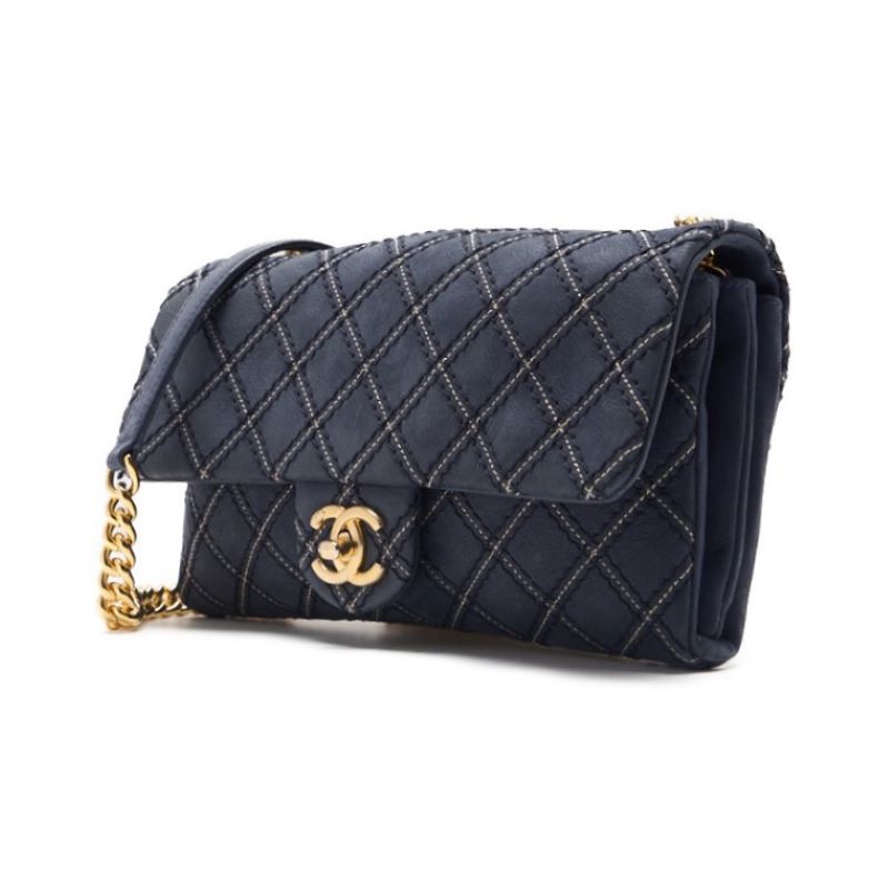 CHANEL CHANEL Wild Stitch Double Chain Shoulder Car Friseur Black Tote Bag Bag Hybrid ? Delivery? Khao Yamamoto Online