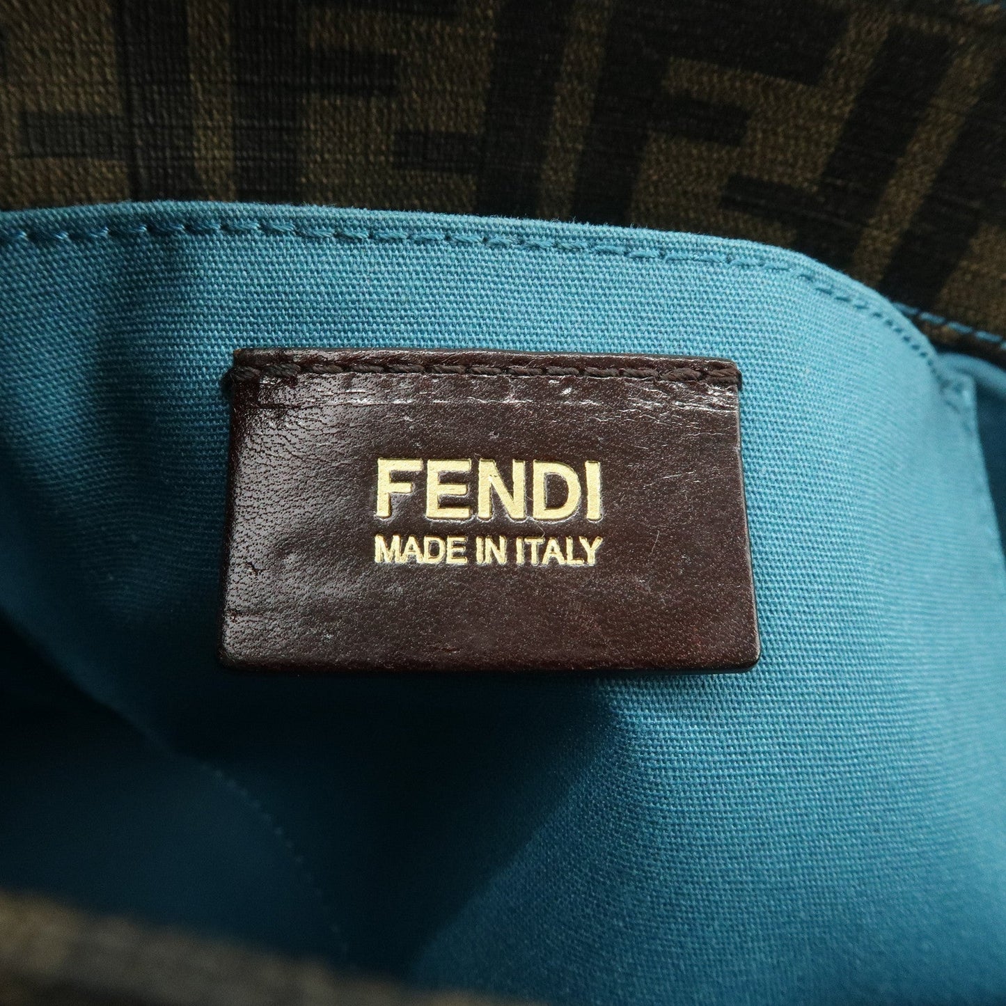 FENDI Zucca PVC Nylon Punching Tote Bag Brown Black 8BH223