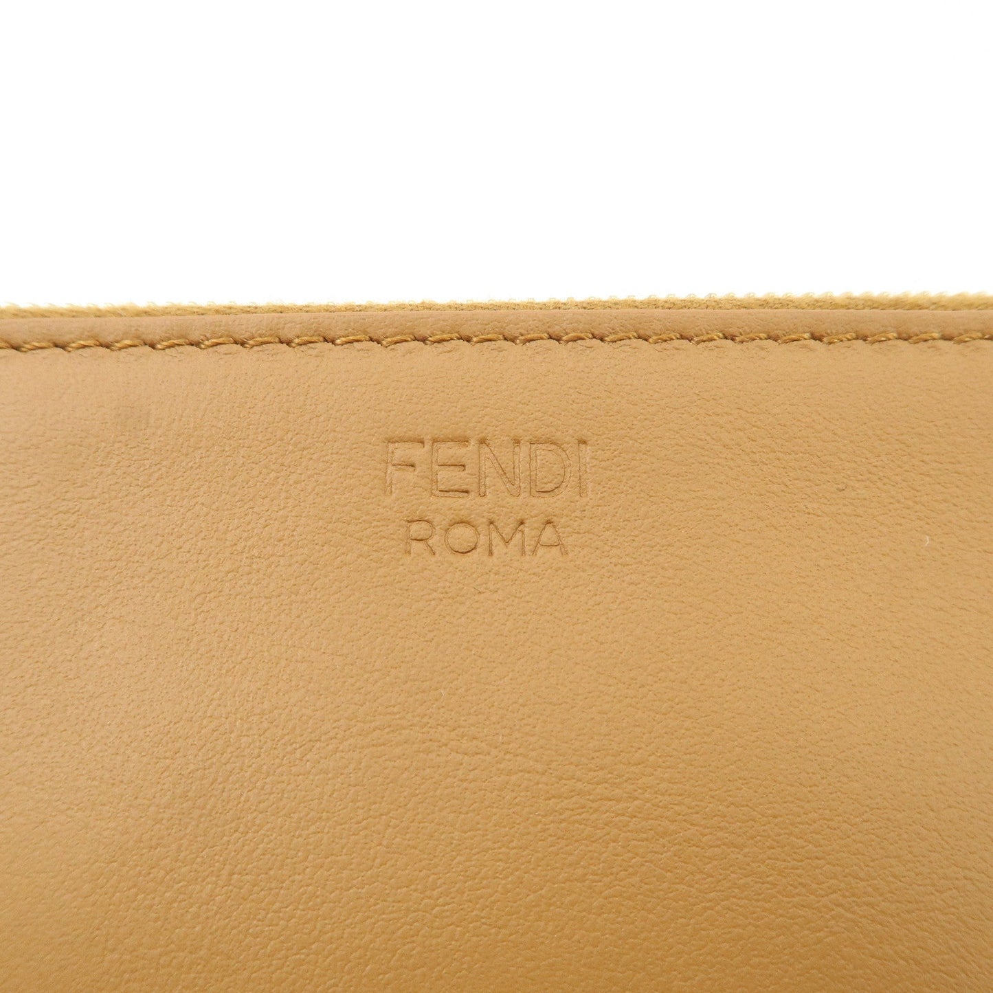 FENDI Leather Flower Studs Triplet Pouch Hand Bag 8BS001