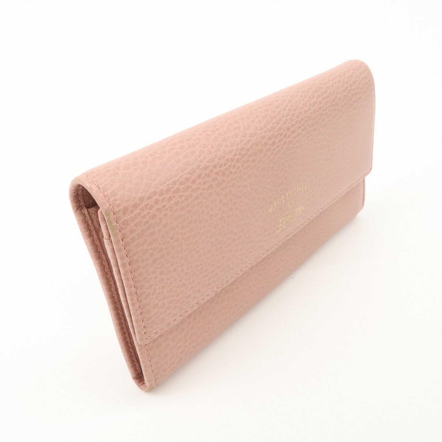 GUCCI Swing Leather Continental Wallet Long Wallet Pink 376186