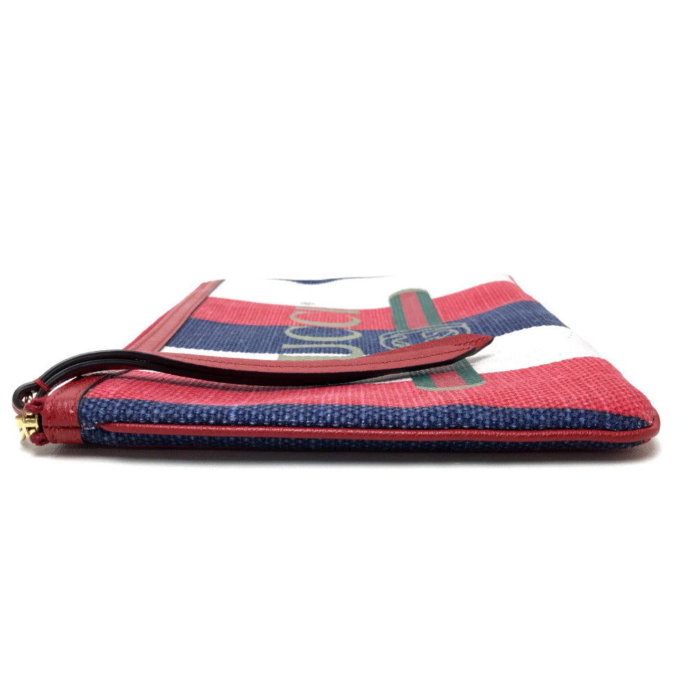 GUCCI Clutch bag 524788 Canvas / leather Red Men's Women Baia de la Silvi stripes unisex(Unisex)