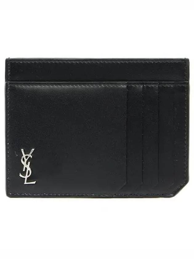 Luxury Saint Laurent Trending 2025 Monogram Logo Card Wallet Black