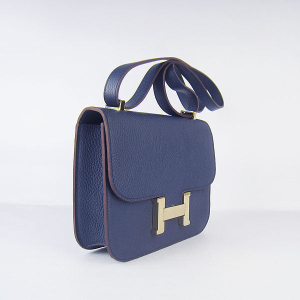 Luxury Hermes Constance Cowskin Leather Bag H017 dark blue gold