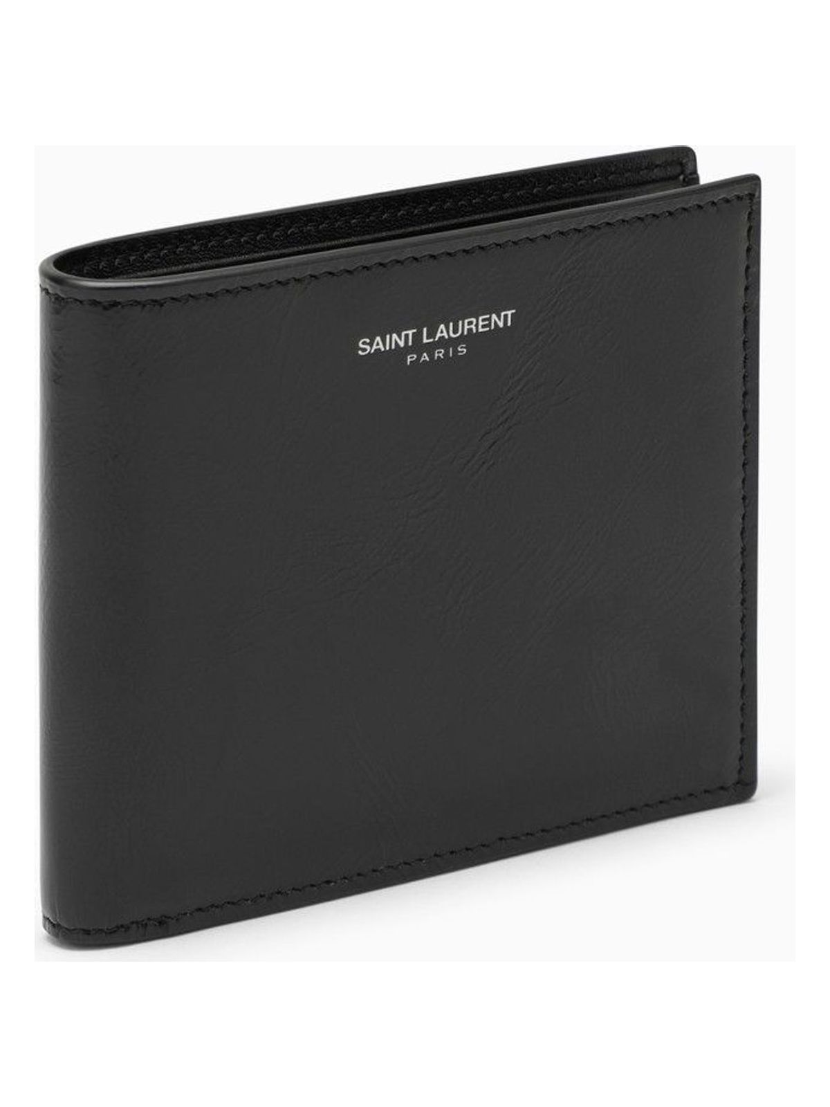 Luxury Saint Laurent Trending 2025 Men's Black Leather Bi-Fold Wallet in Brown | 396307AADA4