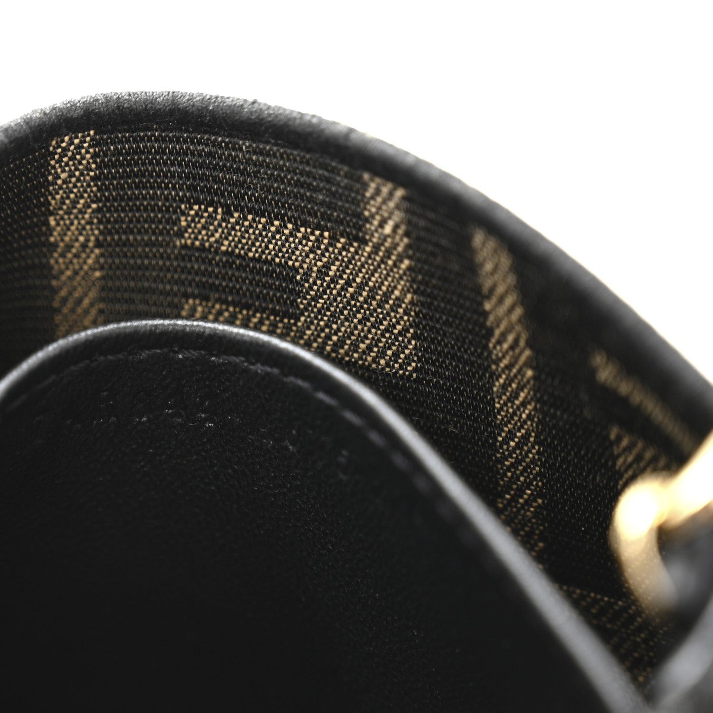 Fendi Fabric Jacquard FF 1974 Nano Baguette Charm Tobacco Moro Black