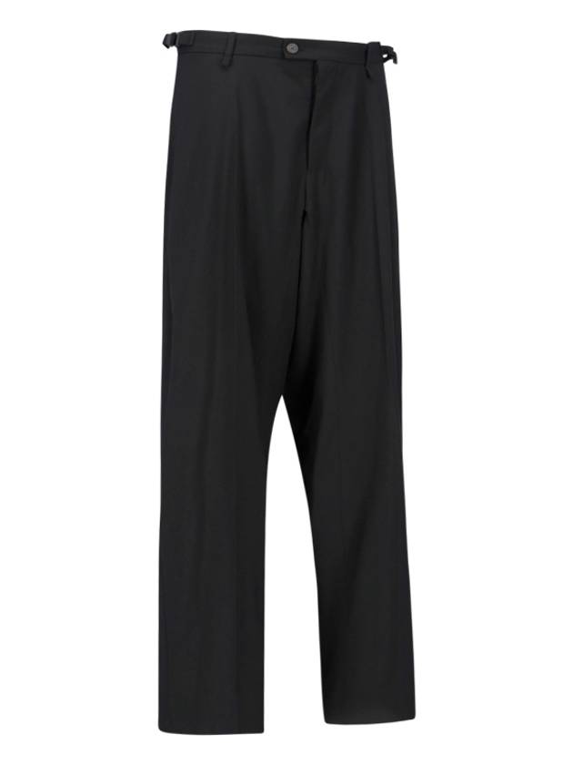 Luxury Balenciaga Trending 2026 Waist Buckle Strap Straight Pants Black