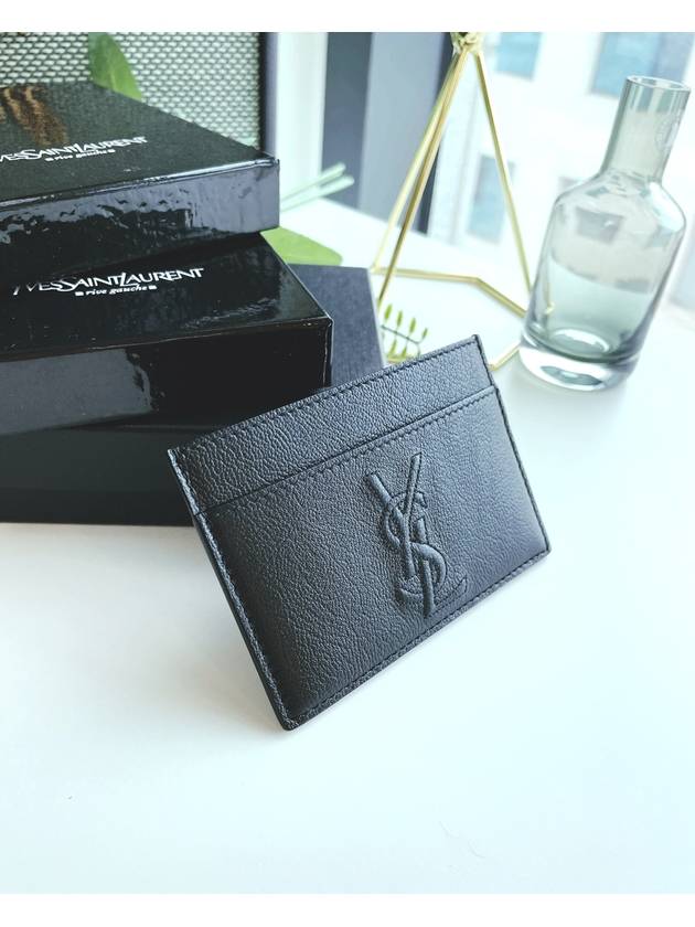 Luxury Saint Laurent Trending 2025 Belle De Jour Stitch Logo Card Wallet Black