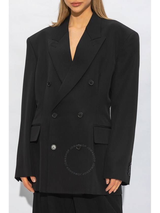 Luxury Balenciaga Trending 2026 Cinched Double Breasted Wool Jacket Black