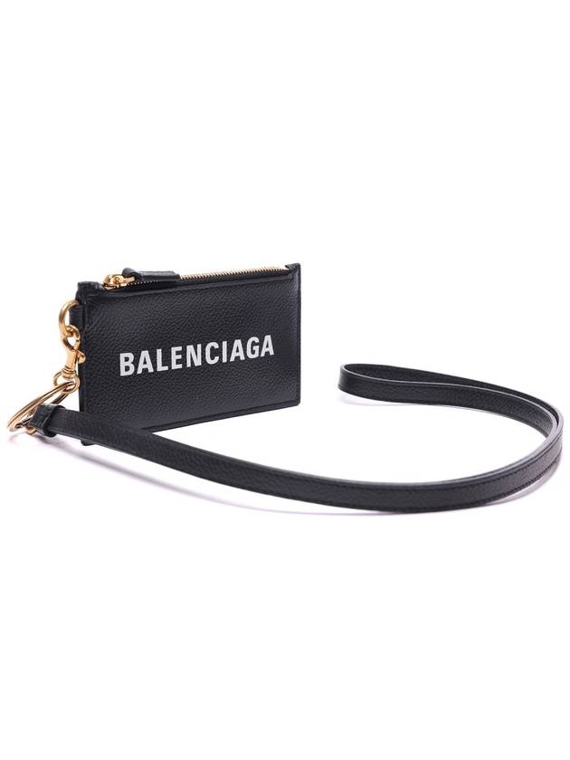 Luxury Balenciaga Trending 2026 Logo Cash Keyring Card Wallet Black