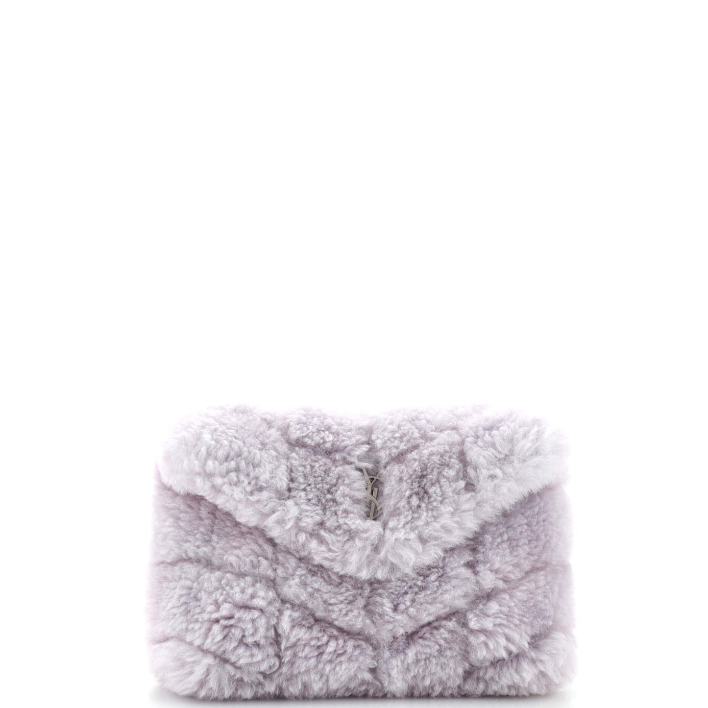 Luxury Saint Laurent Trending 2025 LouLou Puffer Clutch Matelasse Chevron Shearling Small